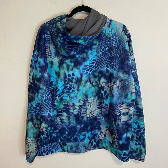 Kryptek Men's Sweatshirt Hoodie Camo Blue Green Logo Size Large Brushed Fleece - Picture 2 of 6